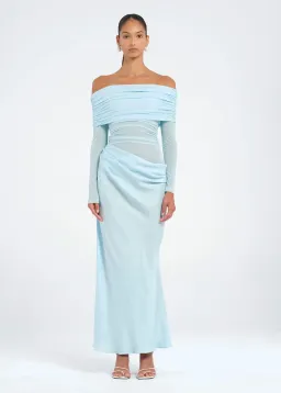 Benni Yasmin Off Shoulder Maxi Dress in Baby Blue Size 6 for rent on The Volte - image 1