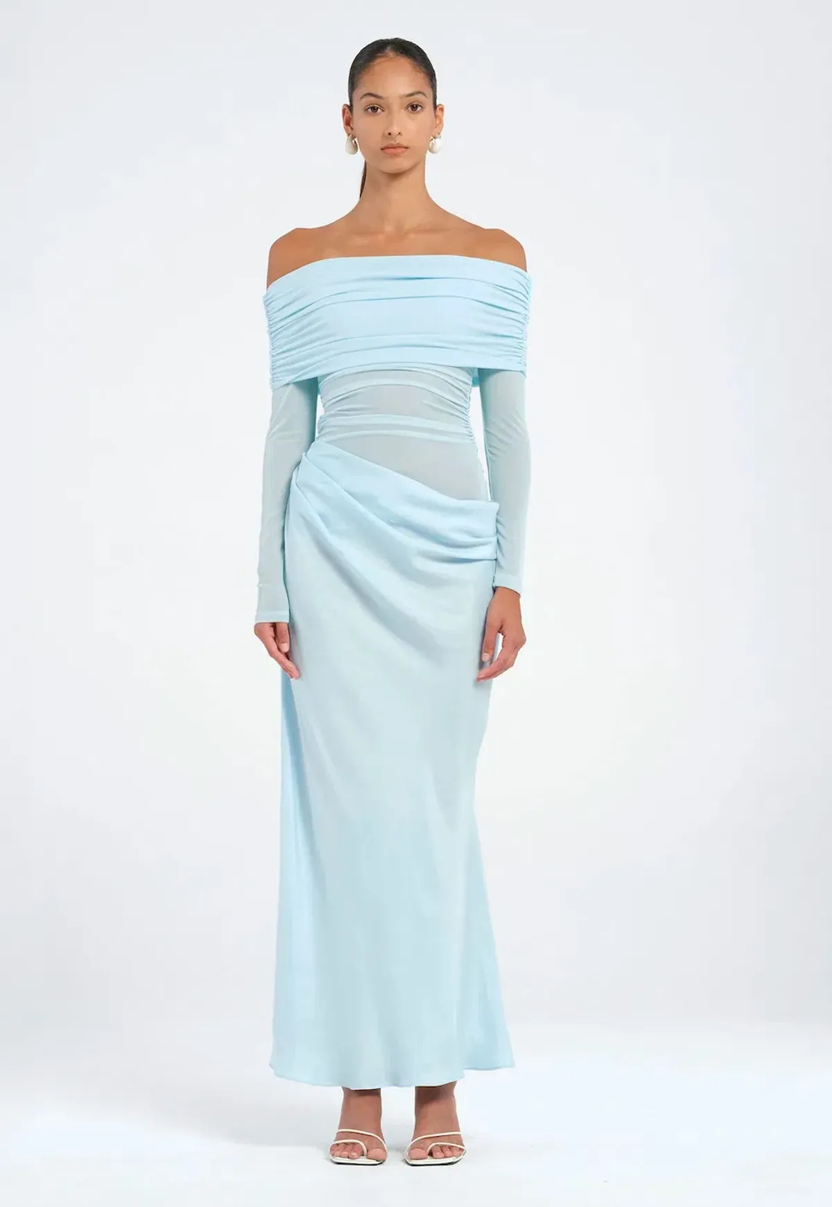 Benni Yasmin Off-Shoulder Maxi Dress in Blue Size AU 10 - Image 1