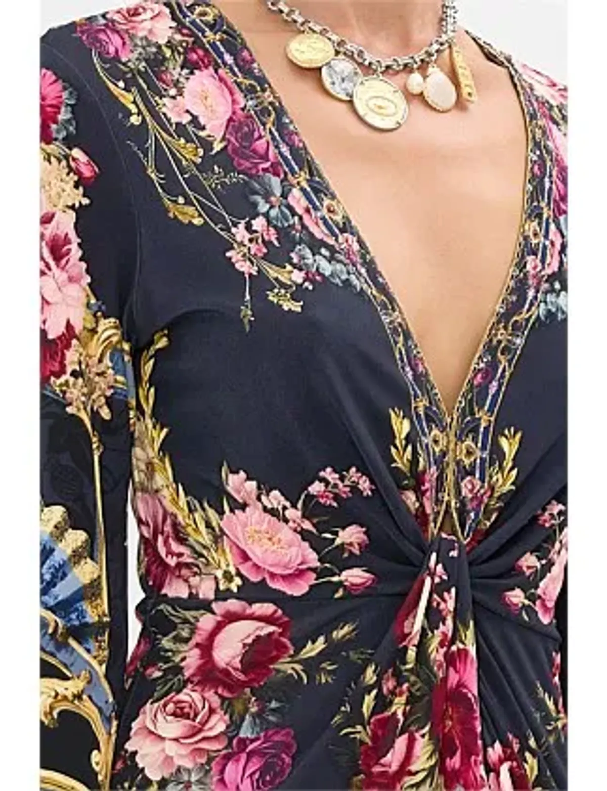 Camilla Long V Neck Twist Front Jersey Dress Size 14/L - Image 5