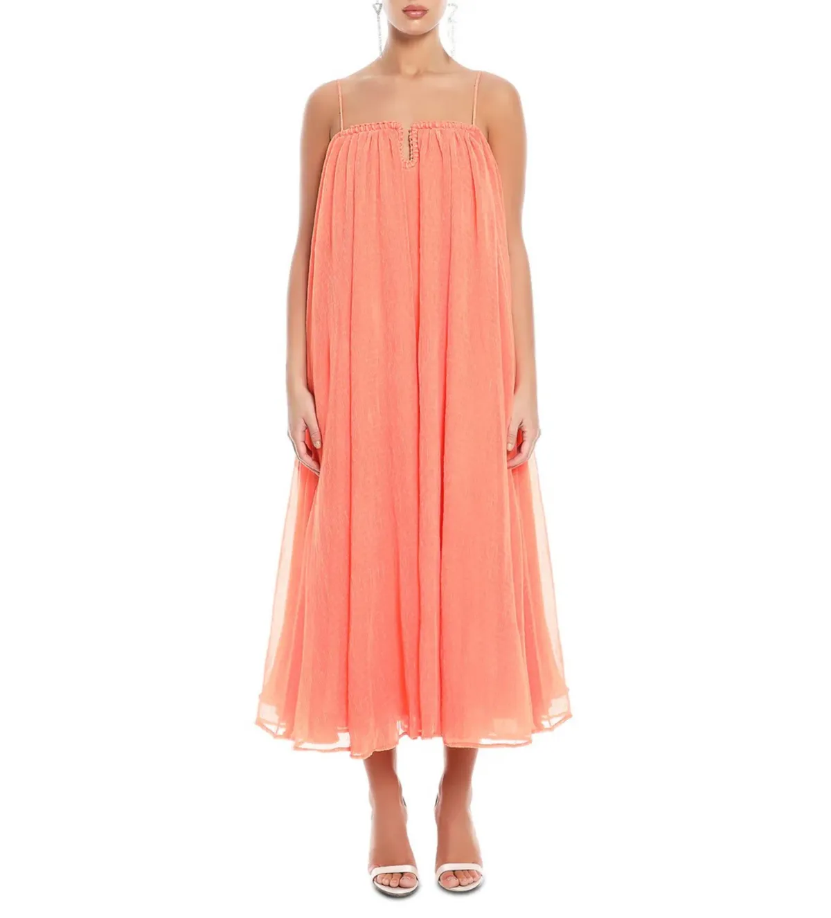 Aje Filigree Sweetheart Midi Dress Sunset Orange Size AU 12 - Image 1