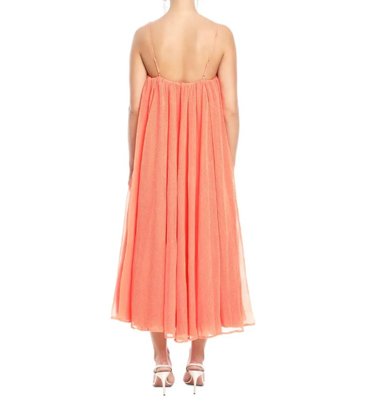 Aje Filigree Sweetheart Midi Dress Sunset Orange Size AU 12 - Image 4