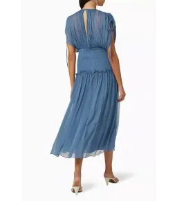 Shona Joy Noemi Ruched Midi Dress Blue Size AU 14 for rent on The Volte - image 2