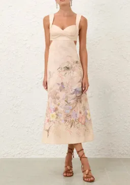 Zimmermann Illuminate Midi Dress in Ivory Tropical size 1 AU 10 for rent on The Volte - image 1