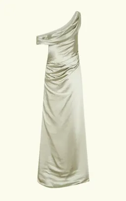 Meshki Dalia Off Shoulder Satin Maxi Dress Maxi Sage Size 8/S for rent on The Volte - image 5