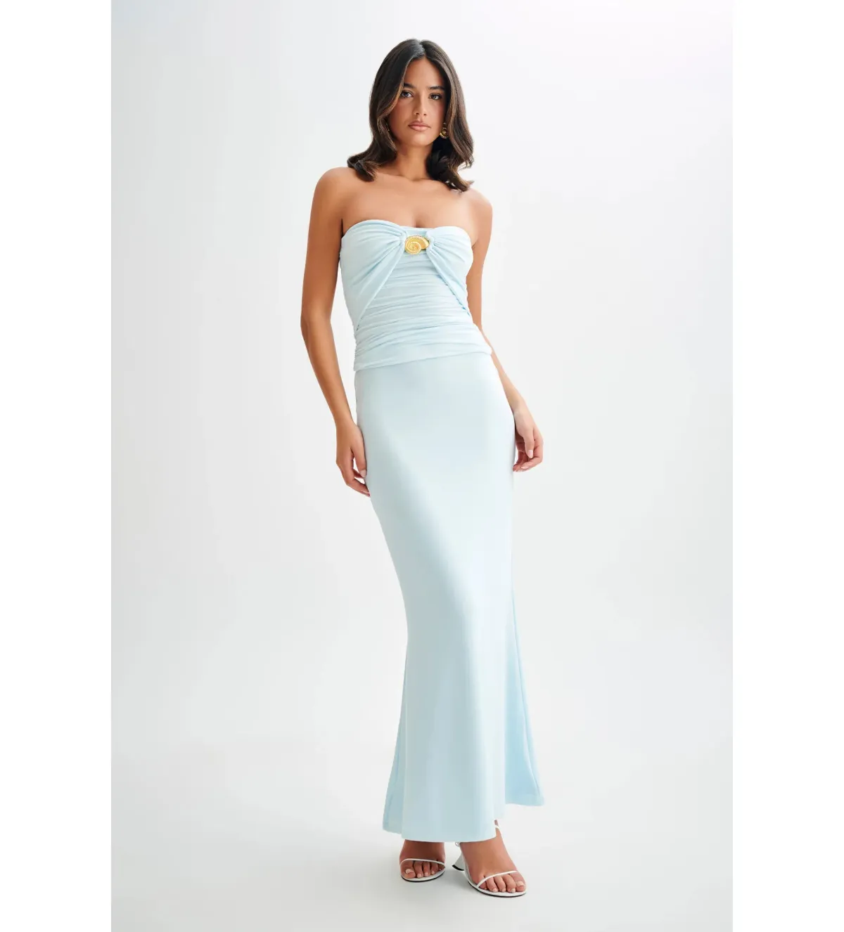 Meshki Winslet Top And Bruna Slinky Fishtail Maxi Skirt in  Sky Blue Set Size AU 10 - Image 1