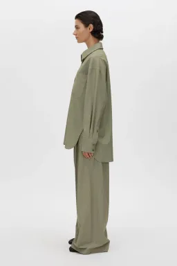 Camilla and Marc Ramon Shirt Size 8 and Pant Size 12 Set Light Khaki Marle for rent on The Volte - image 2