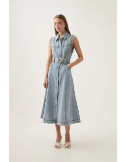 Aje Ray Denim Midi Dress Size 8/S for rent on The Volte - image 1