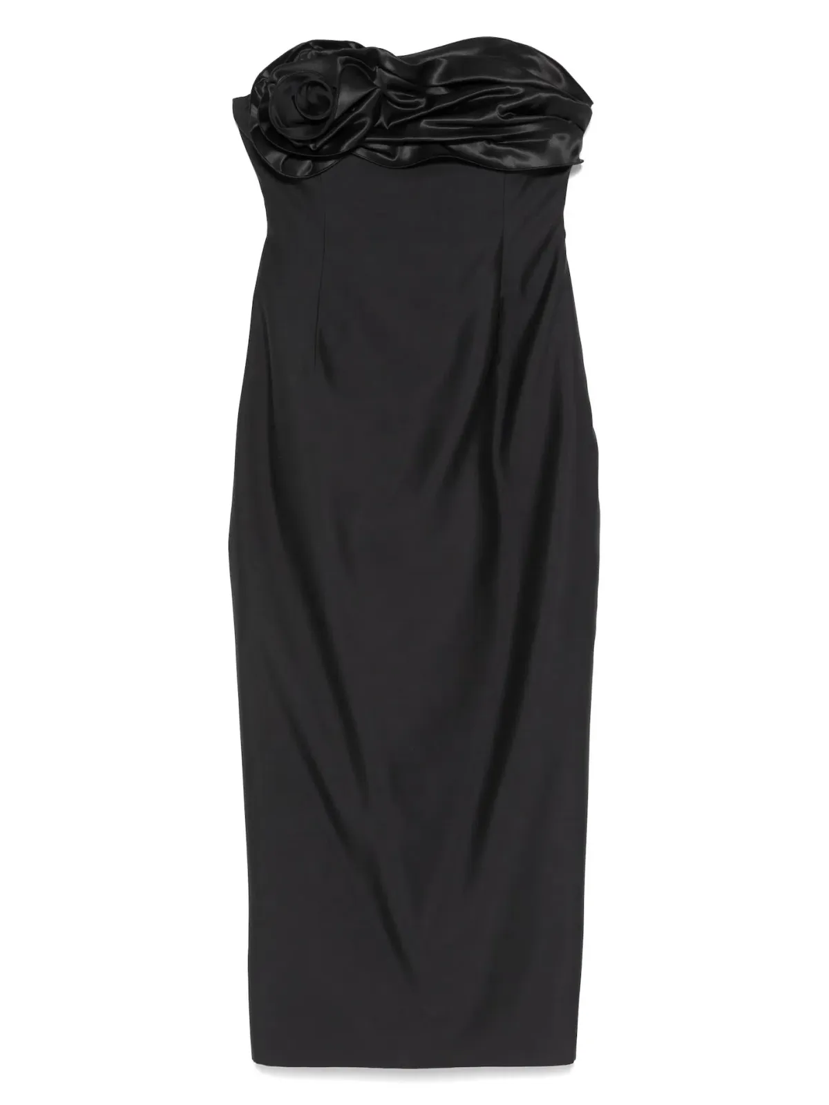 Magda Butrym Strapless Ruched Flower Midi Dress in Black Size 34 / AU 6 - Image 3