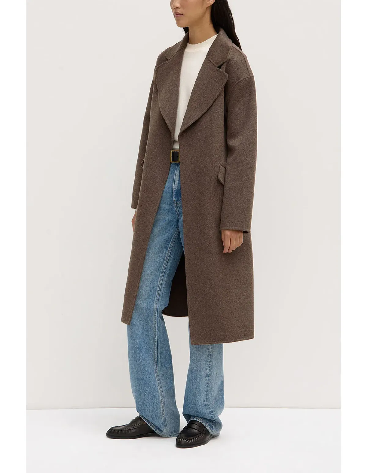 Assembly Label Sadie Single Breasted Wool Coat in Cocoa Marle Size - Image 5