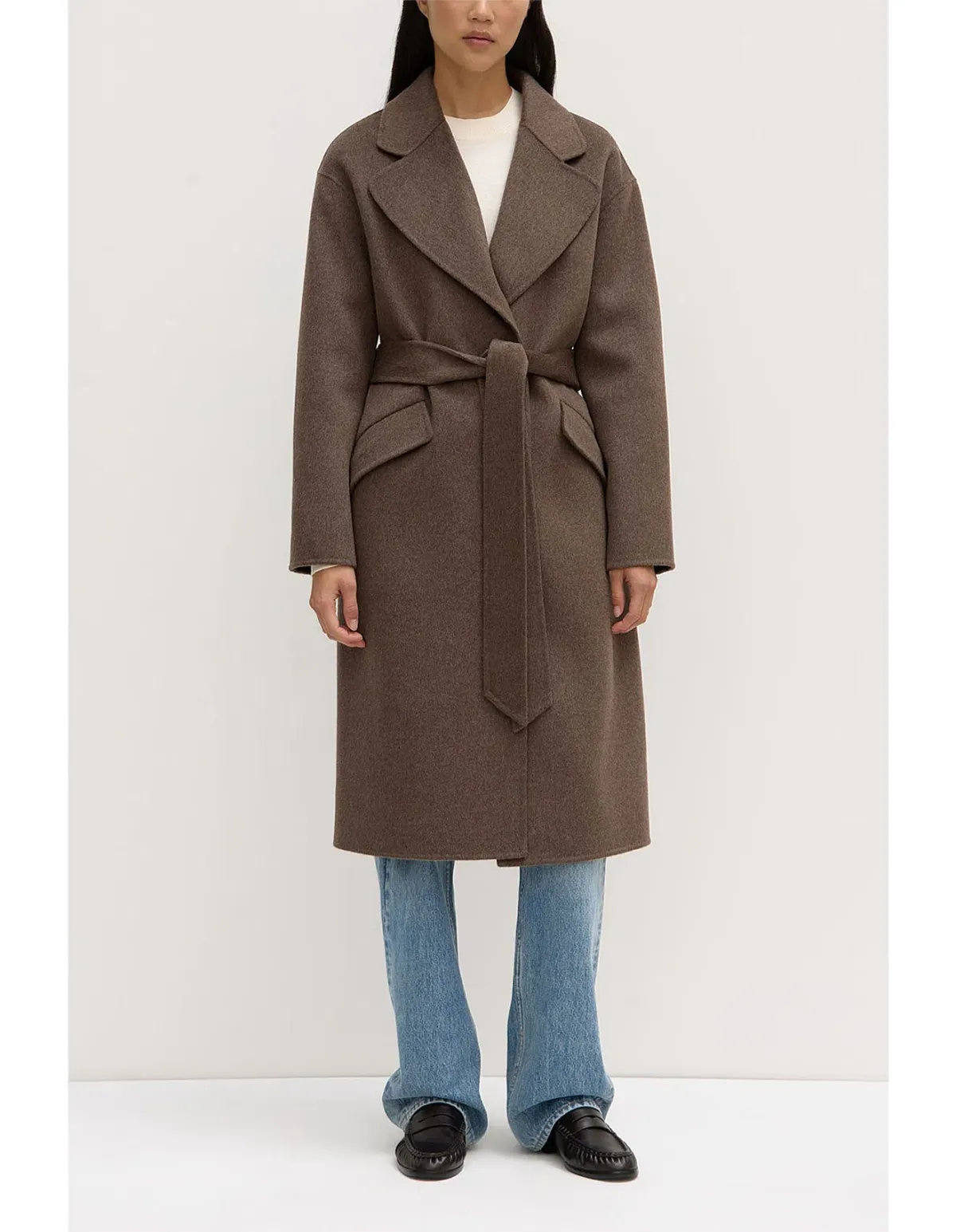 Assembly Label Sadie Single Breasted Wool Coat in Cocoa Marle Size - Image 1