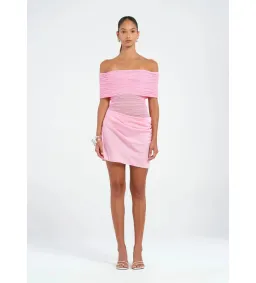 BENNI Nico Off-Shoulder Mini Dress Bubblegum Size AU 8 for rent on The Volte - image 1