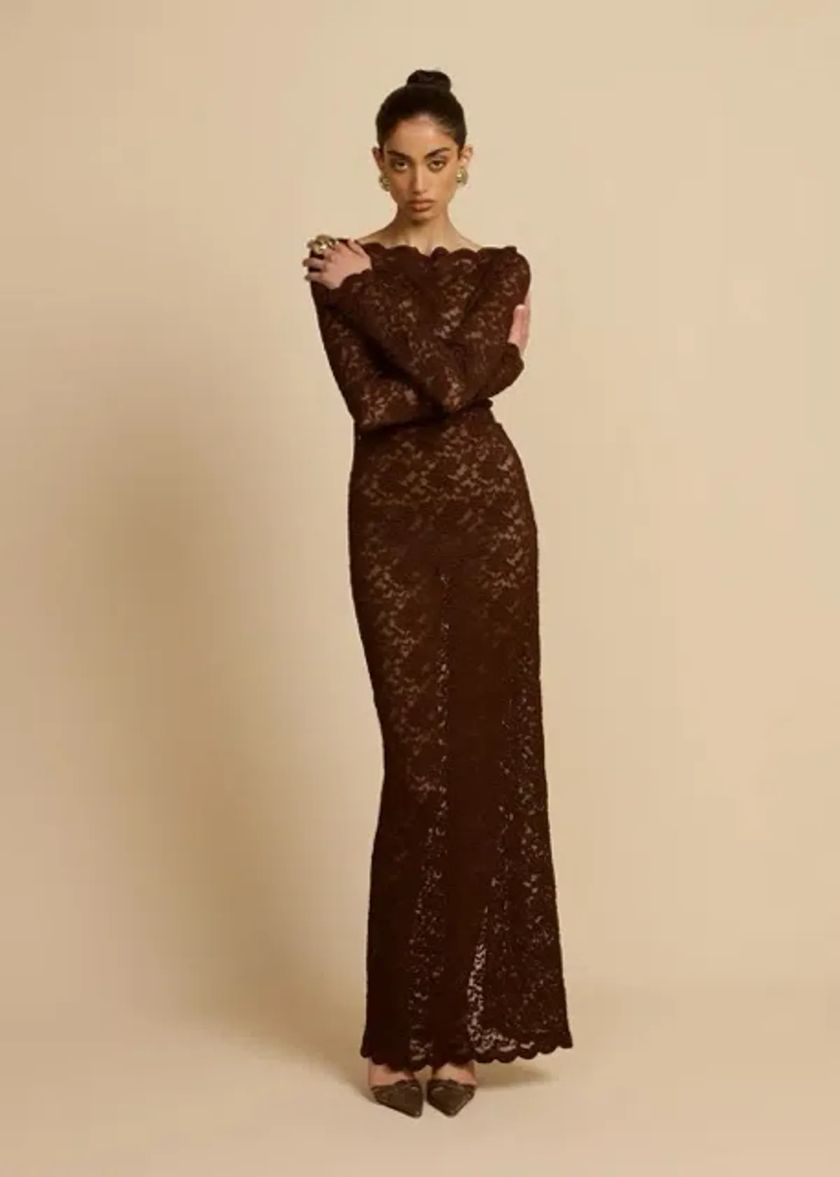 Arcina Ori Monet Maxi Dress Chocolate Brown Size M AU 10  - Image 4