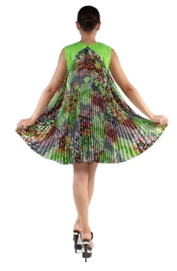 Versace Green Multicolor Plisse Tent Mini Dress Sleeveless Made in Italy Size 38 for rent on The Volte - image 5