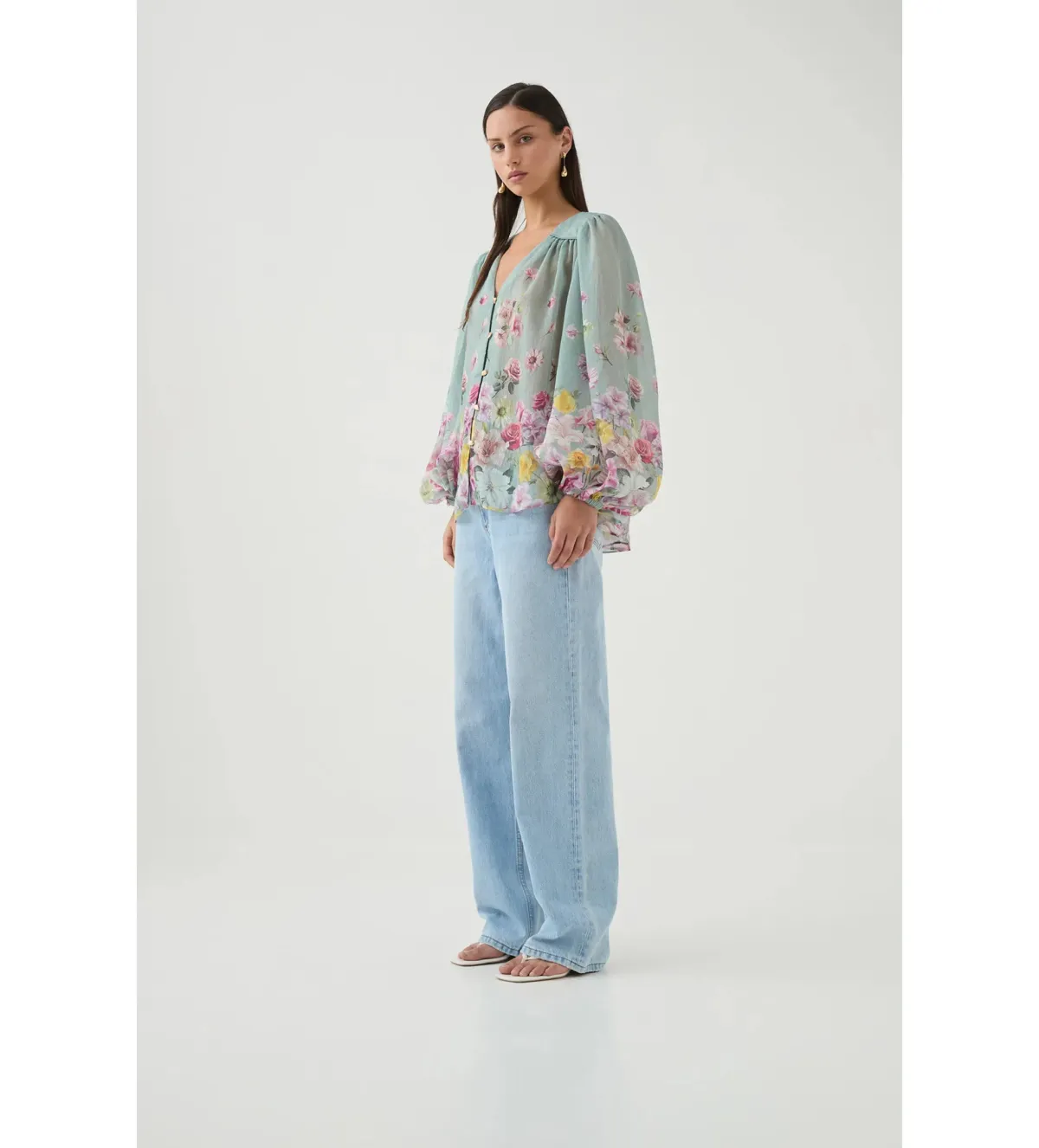 Aje Dreamscape Blouse Mist Collage Floral - Image 3