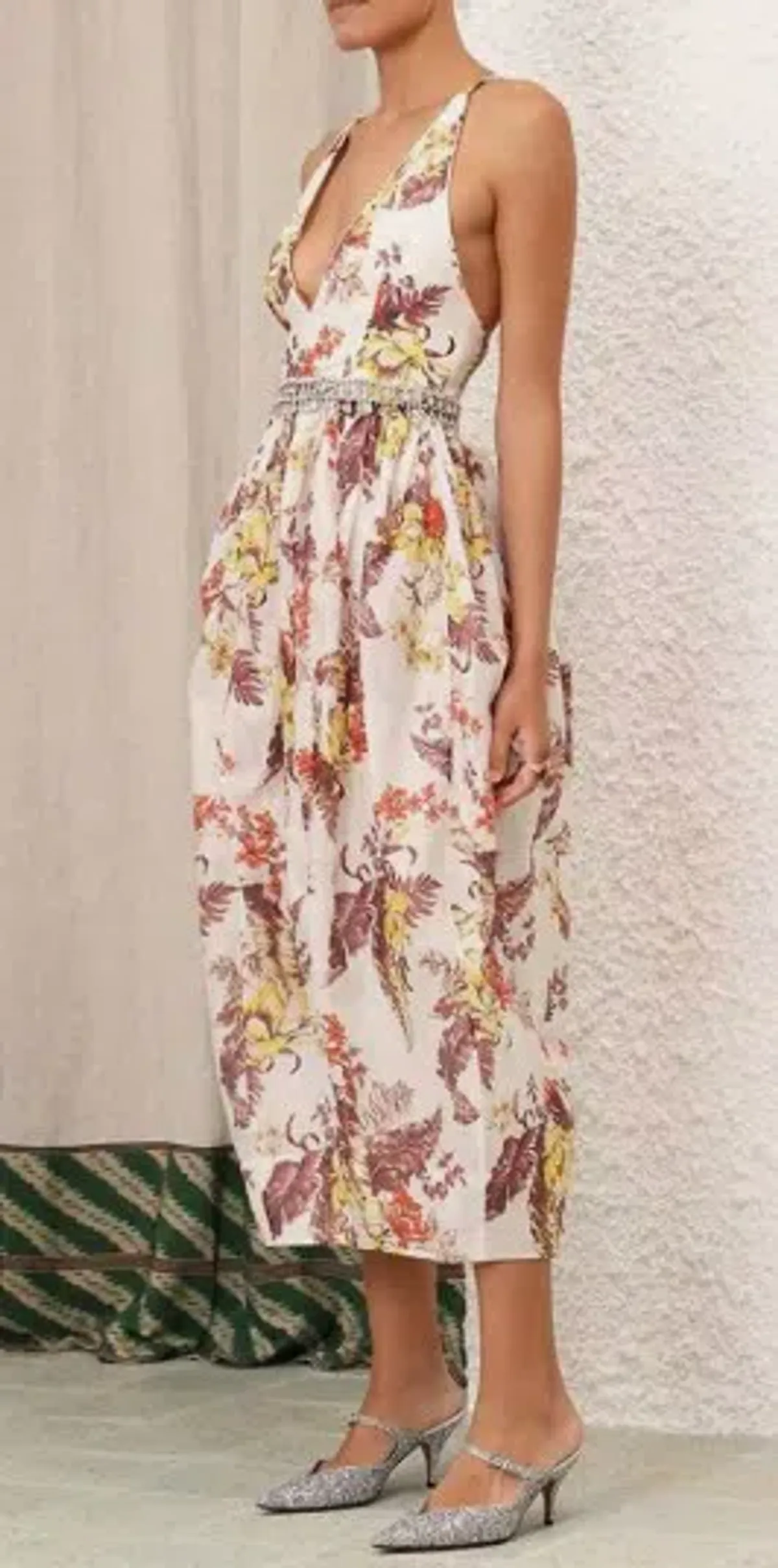 Zimmermann Matchmaker Tulip Linen Silk Blend Floral Midi Dress Size 1 - Image 1