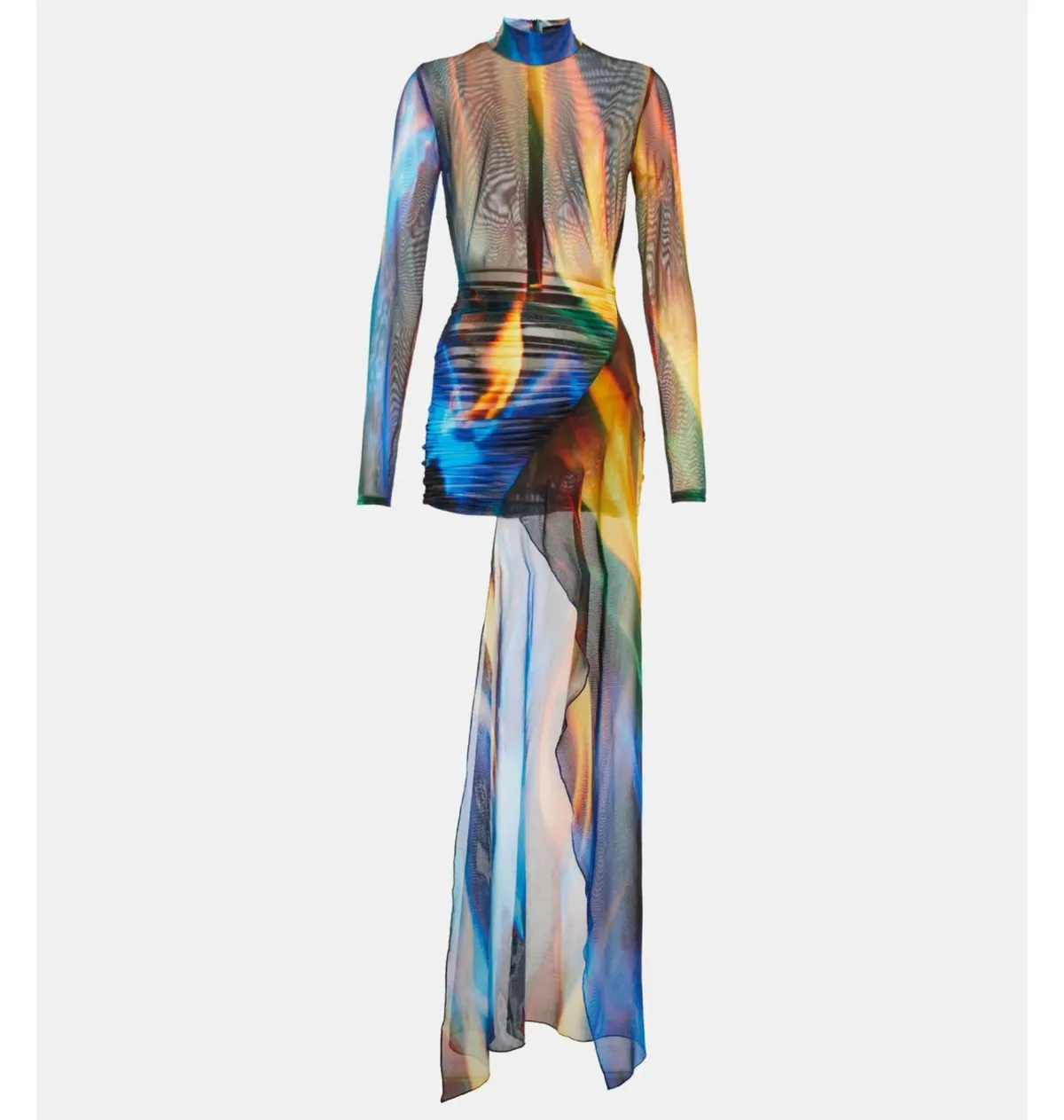 David Koma Draped Sheer Mesh Mini Dress Print Size 6 - Image 6