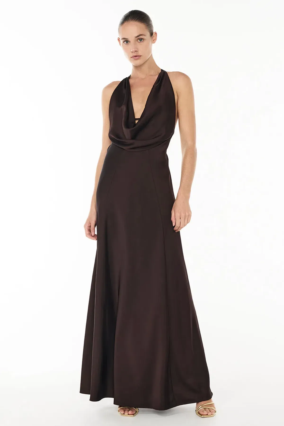 Manning Cartell Charmed Cowl Slip Maxi Dress in Dark Chocolate Brown Size AU 4 - Image 2