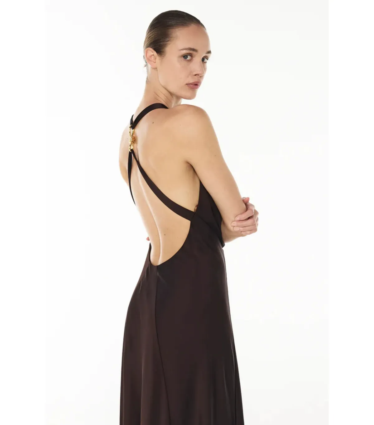 Manning Cartell Charmed Cowl Slip Maxi Dress in Dark Chocolate Brown AU 6 - Image 4