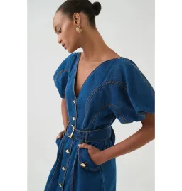 Aje Harper Midi Dress Denim Size 10/M for rent on The Volte - image 6
