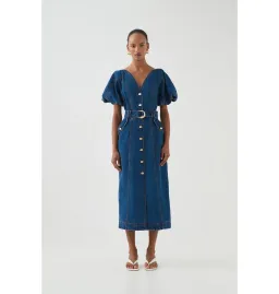 Aje Harper Midi Dress Denim Size 10/M for rent on The Volte - image 1