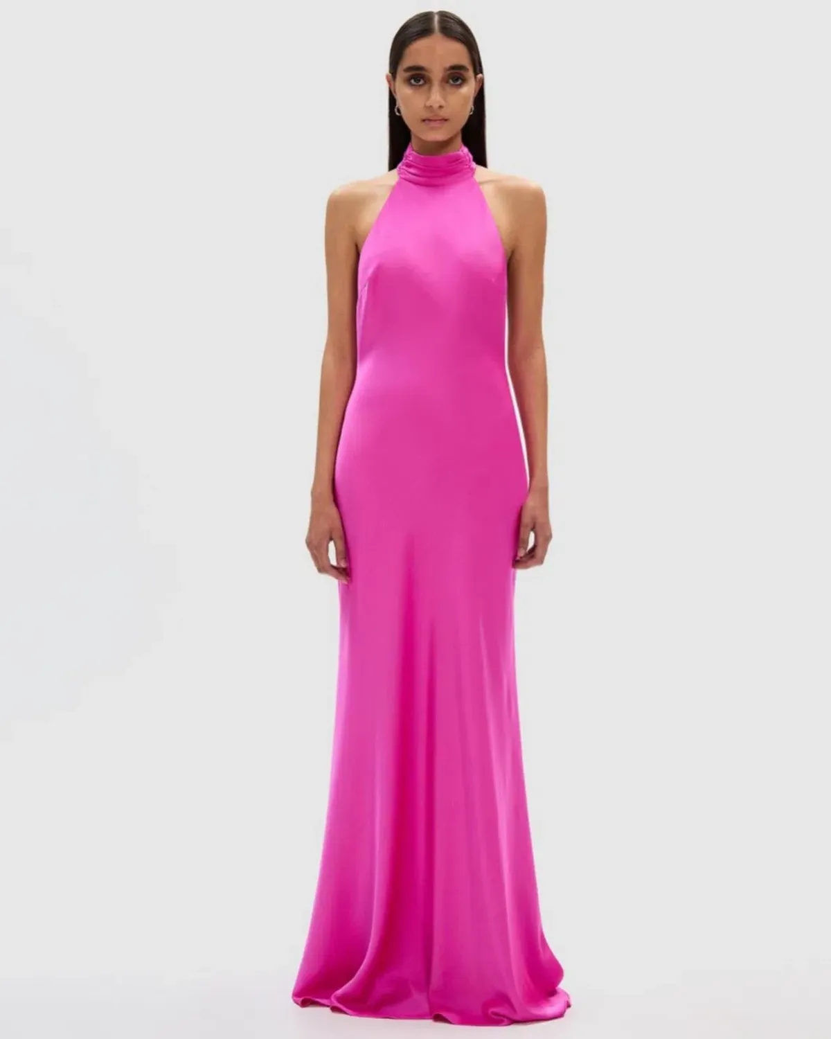 MISHA Evianna Satin Gown Maxi Hot Pink Size 8/S - Image 1