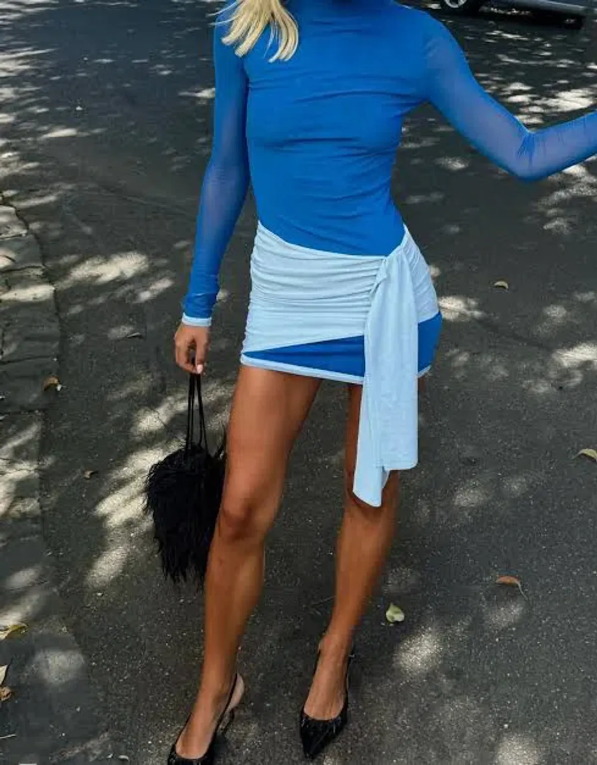 Benni Kingsley Mini Dress Blue Size 10 - Image 3