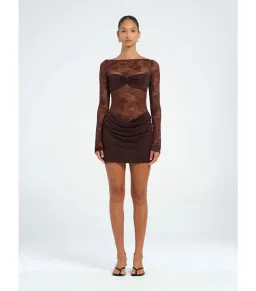 Benni Oskar Mini Dress Brown Size AU 8 for rent on The Volte - image 1