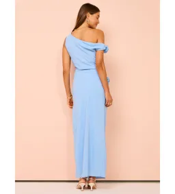 Issy Off Shoulder Flower Maxi Dress in Blue Size M / AU 10 for rent on The Volte - image 4