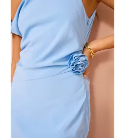 Issy Off Shoulder Flower Maxi Dress in Blue Size M / AU 10 for rent on The Volte - image 5