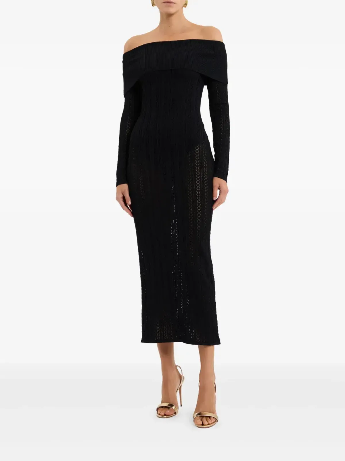 Rebecca Vallance Lorelei Off-shoulder Knitted Black Size AU 8 - Image 1