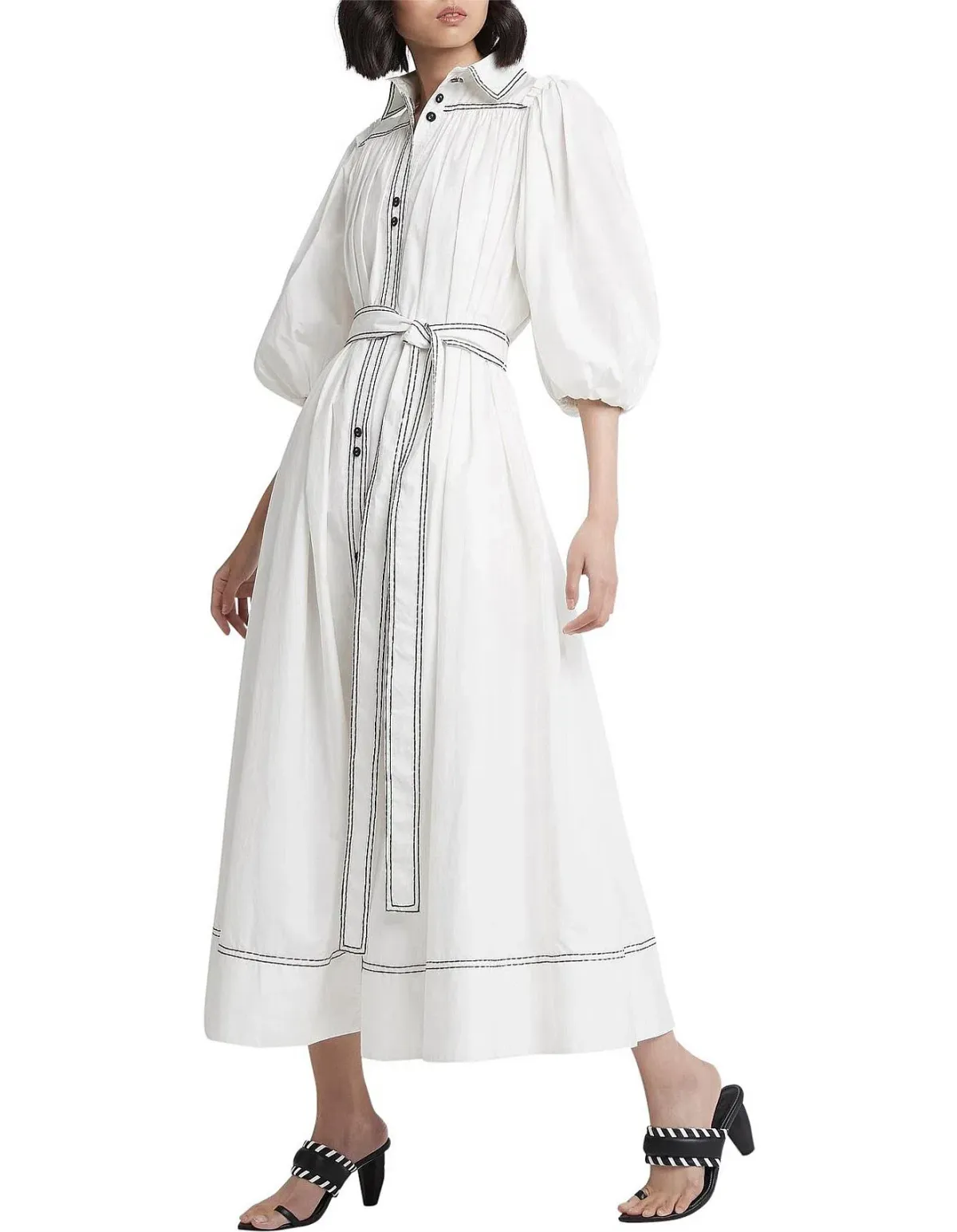 AJE Epiphany Midi Shirt Dress White Size AU 8 - Image 2