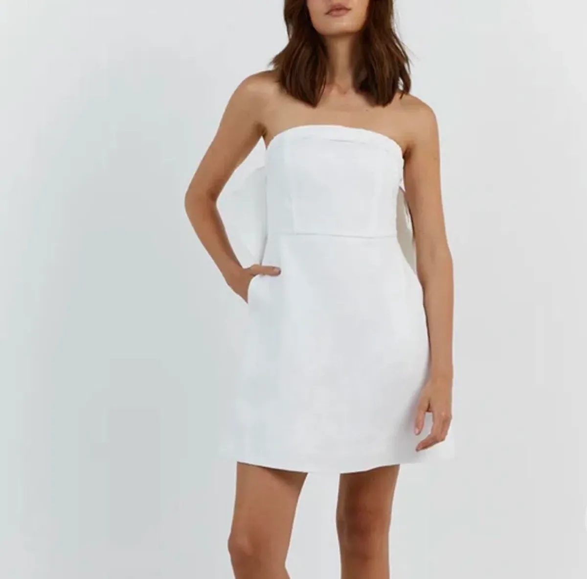 DISSH Aisle White Linen Bow Dress White Size 6 - Image 2