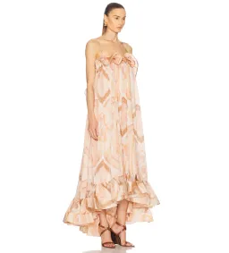 Zimmermann Illuminate Flounce Midi Gown in Guava Agate Size 6 for rent on The Volte - image 2