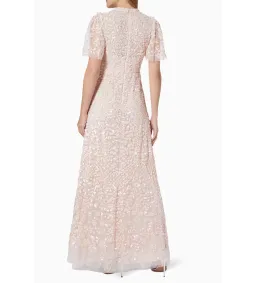 Needle and Thread Amalie Sequin V-Neck Gown Pale Pink in Size 8 for rent on The Volte - image 3
