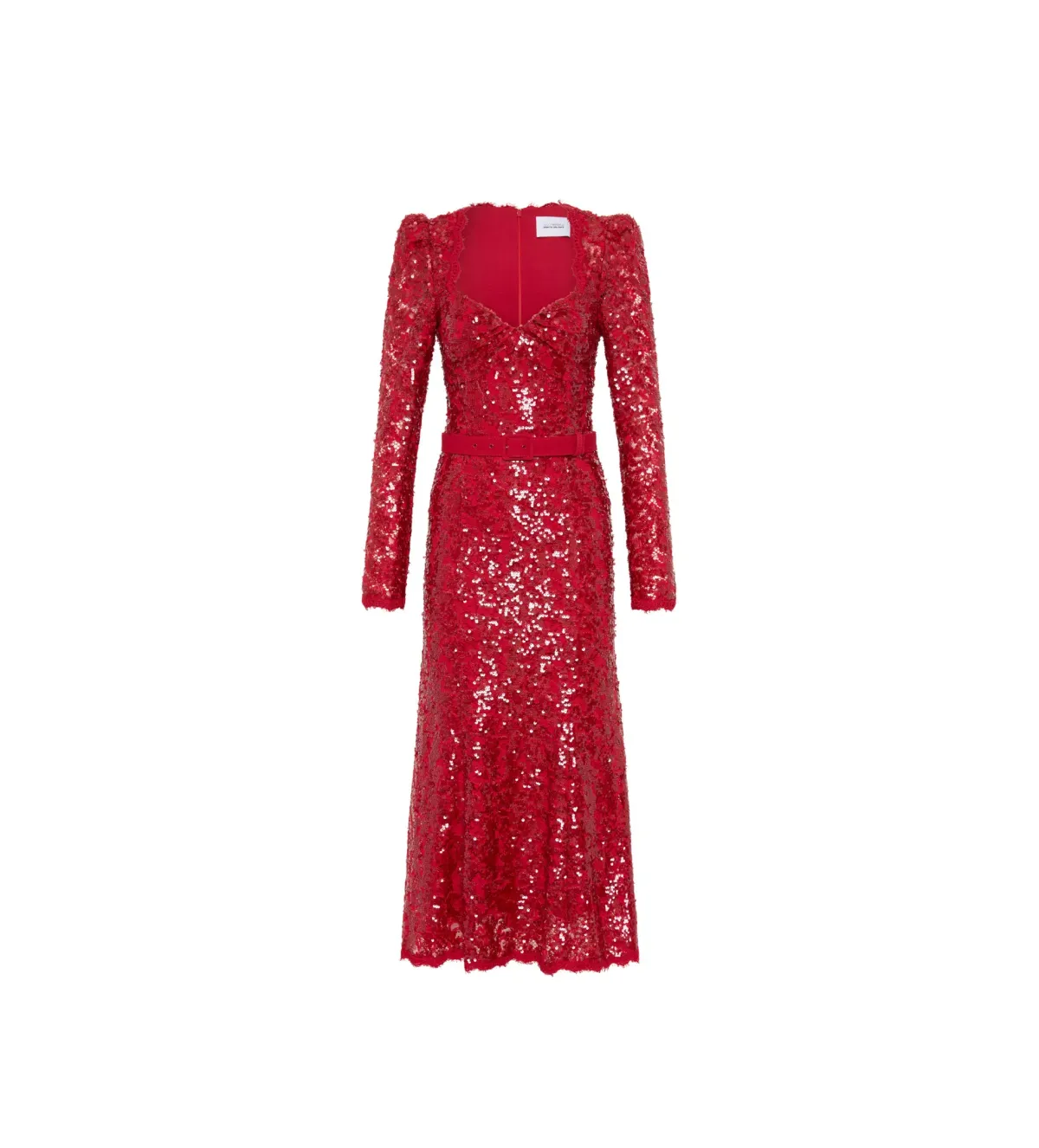 Rebecca Vallance Leyla Long Sleeve Midi Dress in Red Sequin Size AU 10 - Image 5