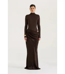 Henne Soraia Long Sleeve Maxi Dress Chocolate Size S / AU 8 for rent on The Volte - image 1