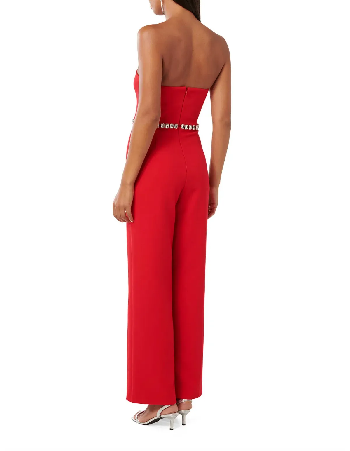 Forever New Ari Embellished Jumpsuit in Red Size 10/M - Image 3