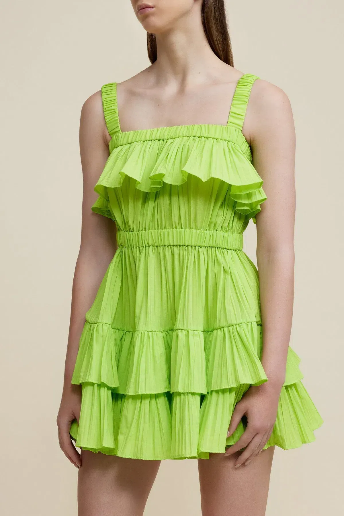 Acler Ramona Mini Dress Lime Green Size 6 - Image 2