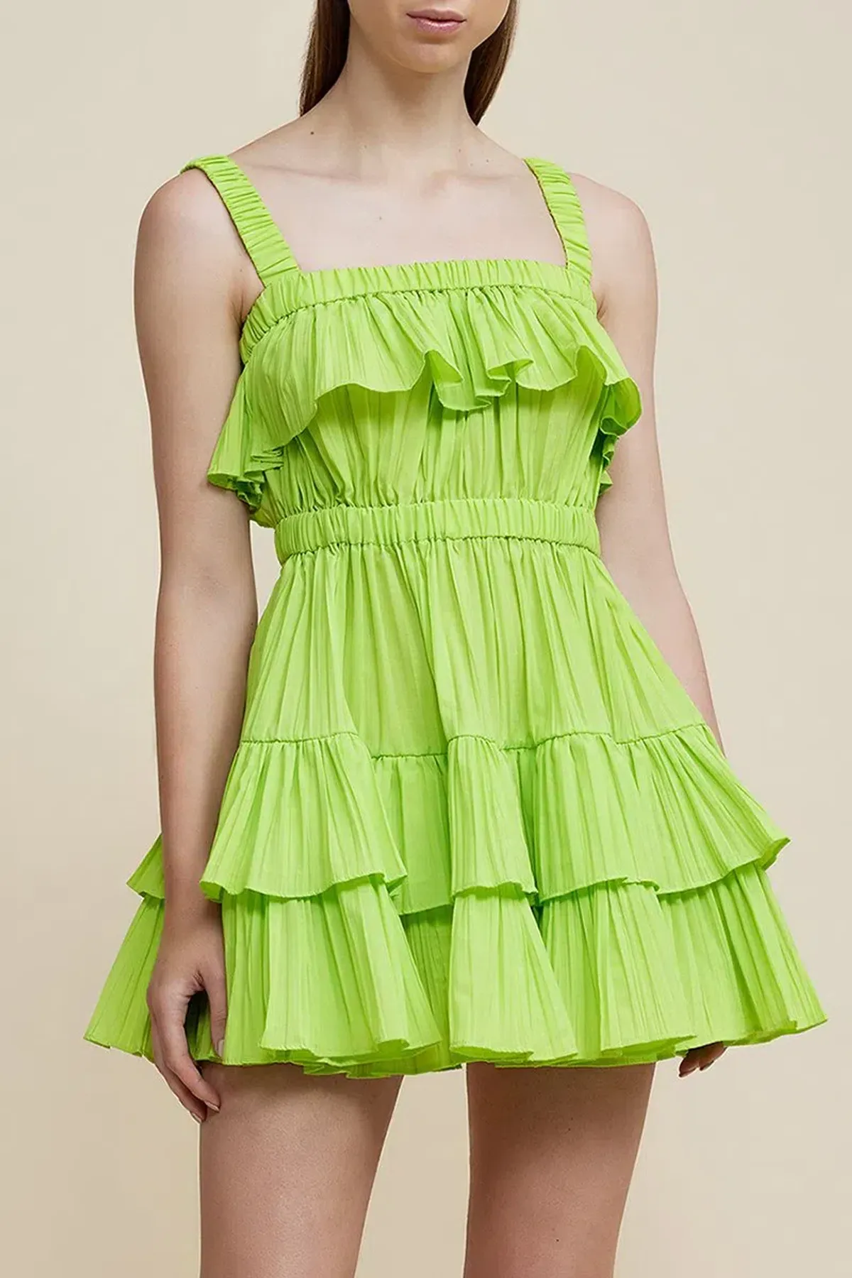 Acler Ramona Mini Dress Lime Green Size 6 - Image 1