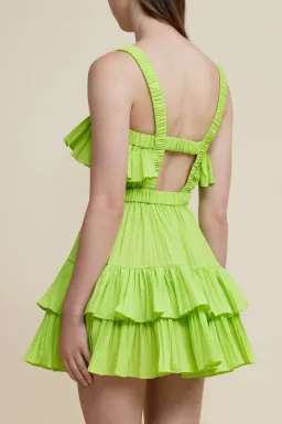 Acler Ramona Mini Dress Lime Green Size 6 for rent on The Volte - image 4