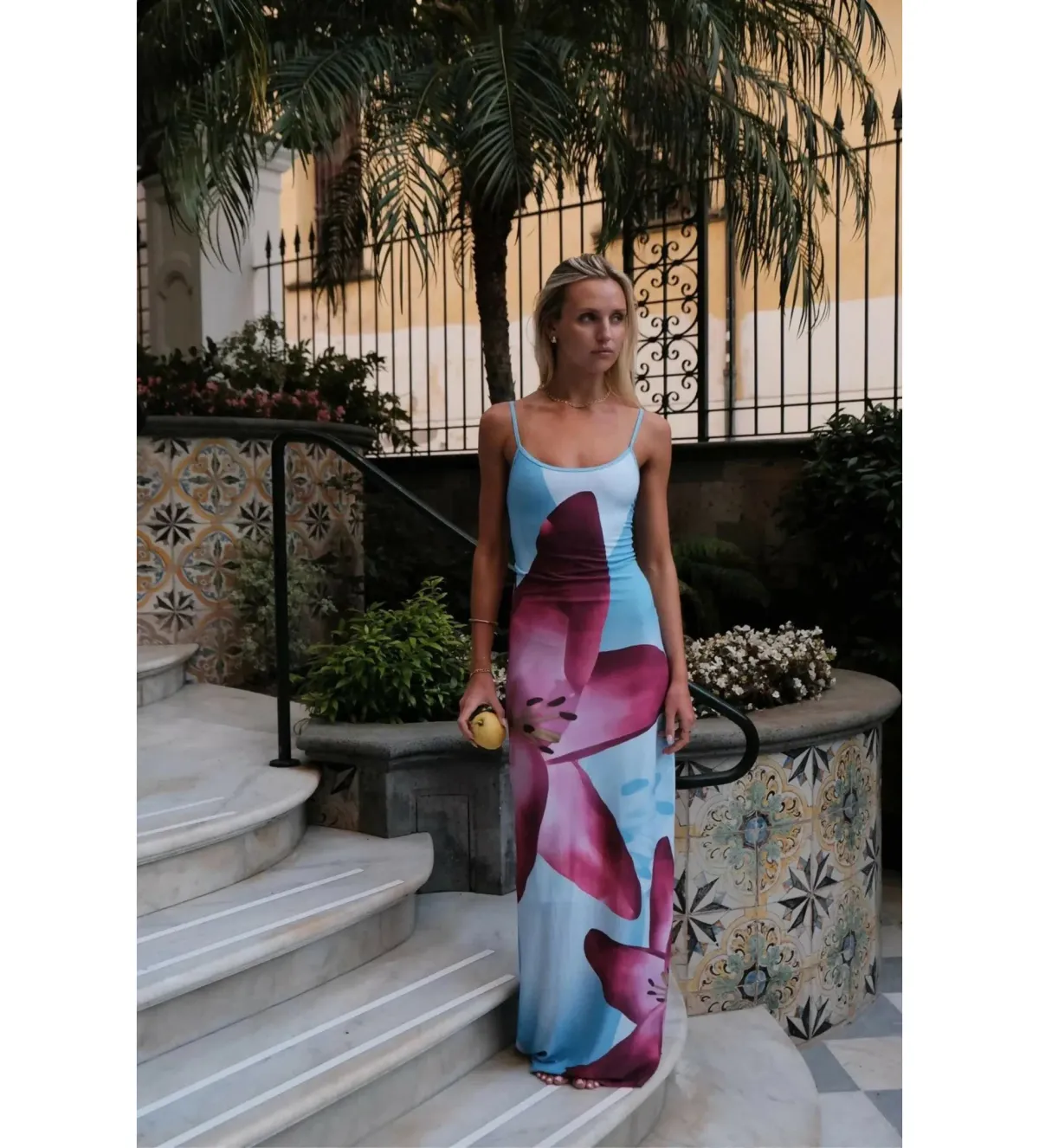 With Harper Lu Slip Maxi Dress Sky Lily Floral Size L AU 12 - Image 1