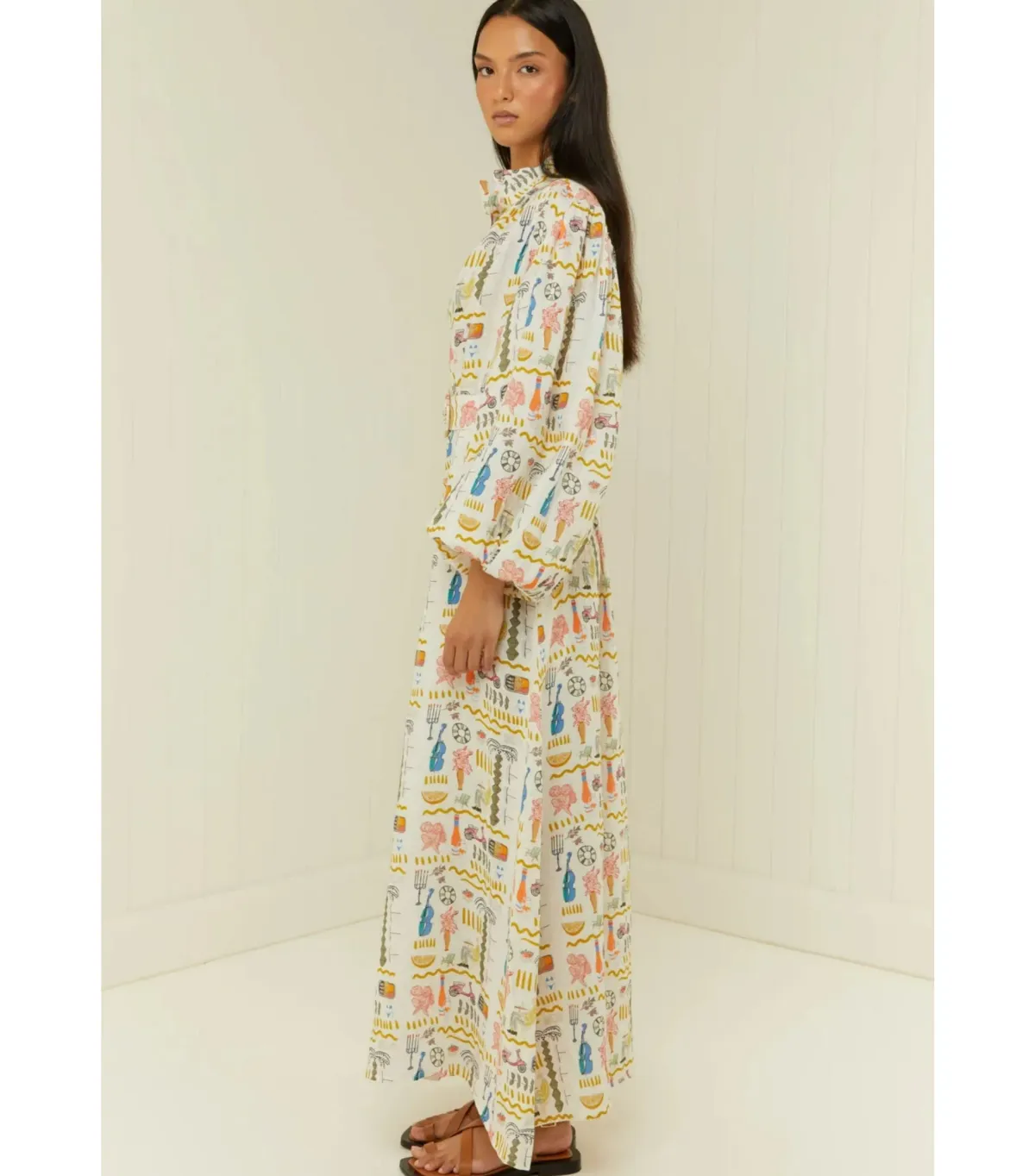 Palm Noosa Noddy Maxi Dress Verano White Print Size AU 10  - Image 2