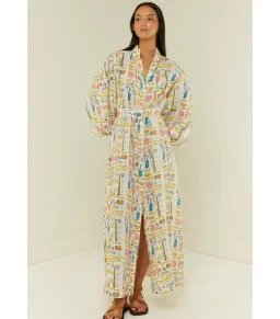 Palm Noosa Noddy Maxi Dress Verano White Print Size AU 10  for rent on The Volte - image 1