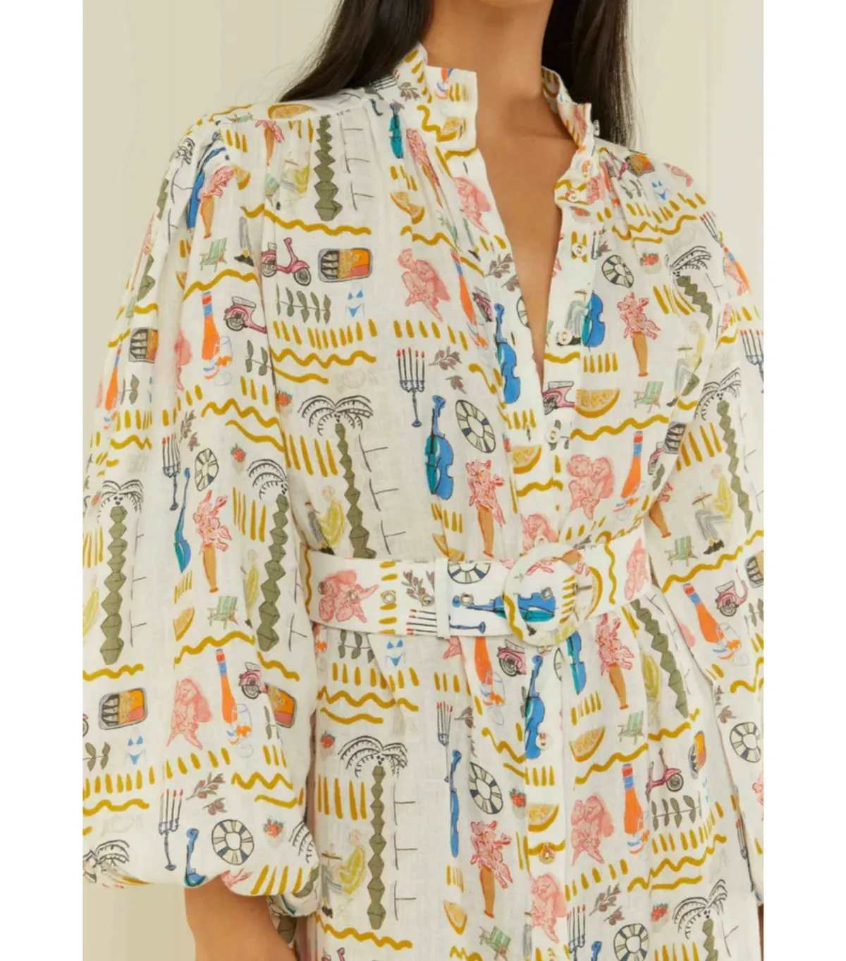 Palm Noosa Noddy Maxi Dress Verano White Print Size AU 10  - Image 3