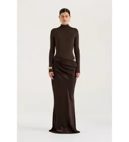 Henne Soraia Long Sleeve Maxi Dress Chocolate Size 6 for rent on The Volte - image 2