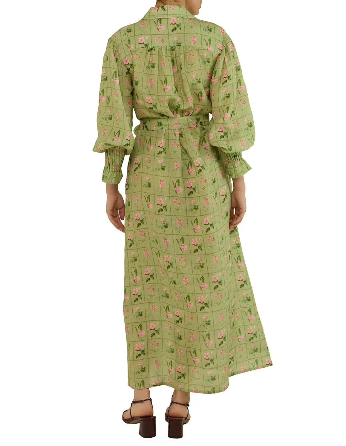 Palm Noosa Marigold Midi Dress Green Floral Tile Size 10 - Image 3