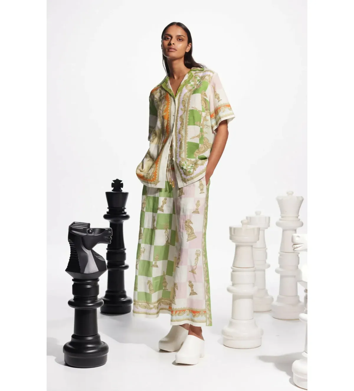 Alemais Checkmate Linen Top & Pants Set Print Size 10 - Image 3