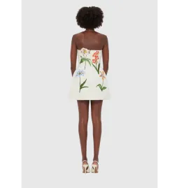 Leo Lin Rosario Velvet Mini Dress Botanical Snow Print Size 10 for rent on The Volte - image 3