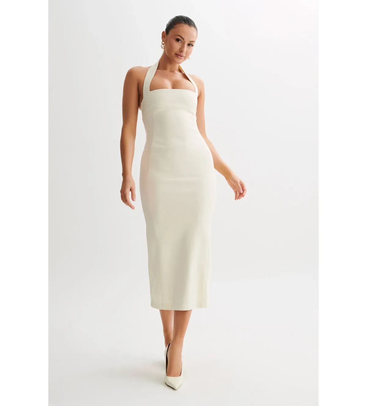 Meshki Amelita Midi Dress In Ivory Size 6/XS - Image 1