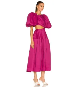 Aje Vanades Ring Cut Out Midi Dress in Magenta Pink Size 6 for rent on The Volte - image 2